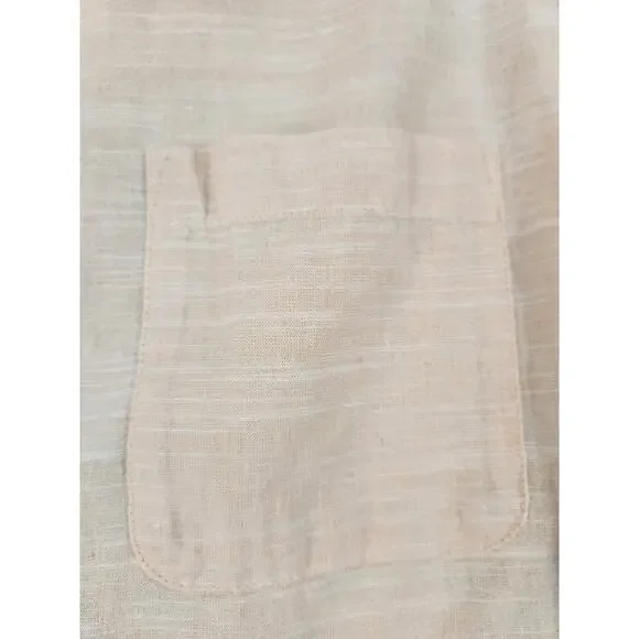 St. Johns Bay mens sz XL classic fit orange button up short sleeve cotton linen - Picture 6 of 8